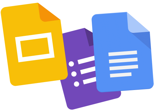 Google Slides, Forms and Docs icons